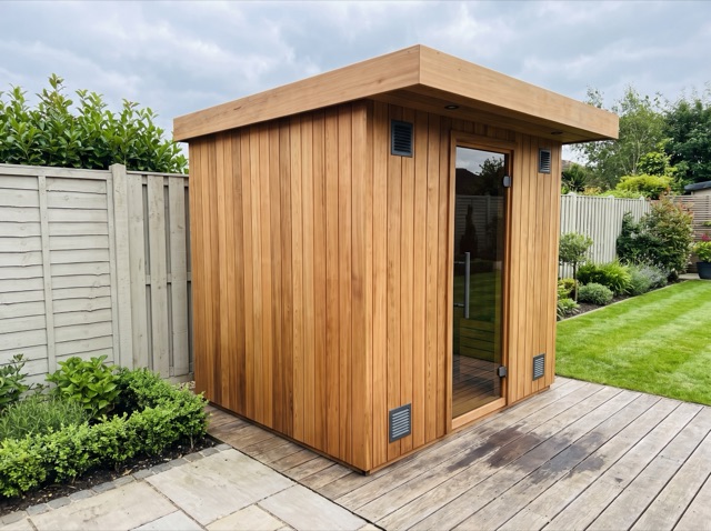 Outdoor sauna — daytime garden room-set